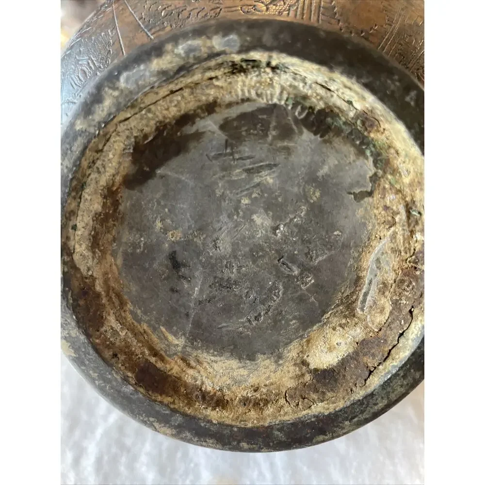 Antique Hindu Religious Holy Water Pot Deity God Engraved